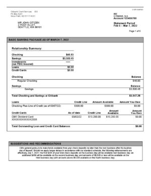 Australia Citibank Bank Statement 6 page 000001