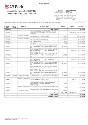 Bangladesh Editable Template 5 Bangladesh AB bank statement template, Word and PDF format