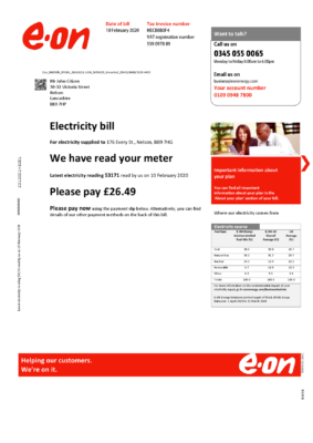 England Editable Templates 16 United Kingdom E.ON utility bill template in Word and PDF format, version 3