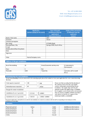 Africa Editable Docs 7 South Africa The GAS Company gas utility bill template in Word and PDF format