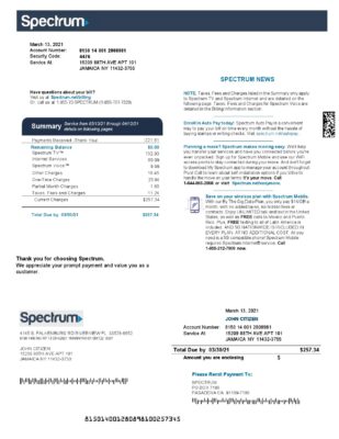 USA Spectrum utility bill template in Word and PDF format (4 pages)