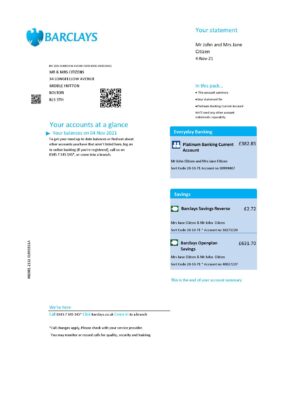England Editable Templates 9 United Kingdom Barclays bank statement template in .xls and .pdf format, version 2