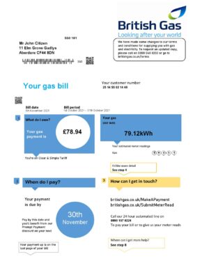England Editable Templates 15 United Kingdom British Gas utility bill template in Word and PDF format fully editable (2 pages) version 1