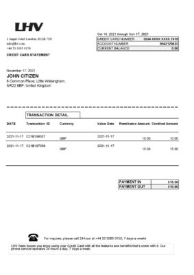 England Editable Templates 8 United Kingdom LHV Group bank statement in Excel and PDF format