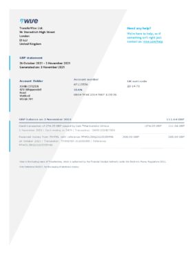 England Editable Templates 7 United Kingdom Wise bank statement template in Word and PDF format