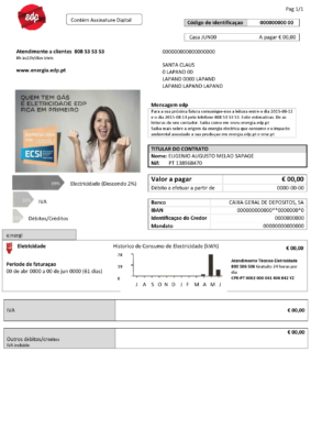 Portugal EDP electricity utility bill template in Word and PDF format