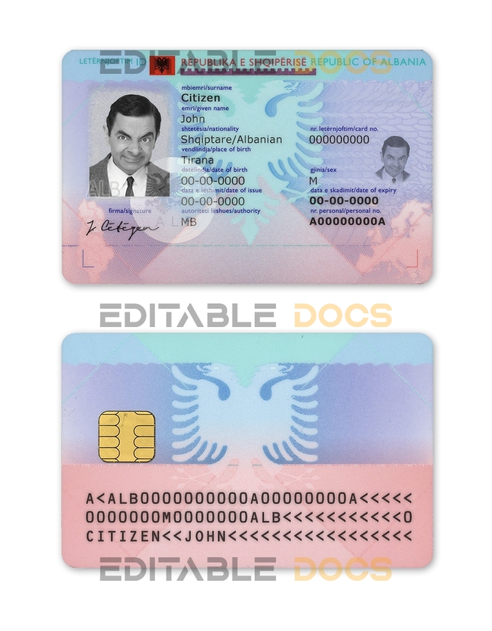 Albania ID template in PSD format