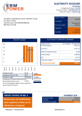 Australia ERM Power electricity proof of address utility bill template in Word and PDF format