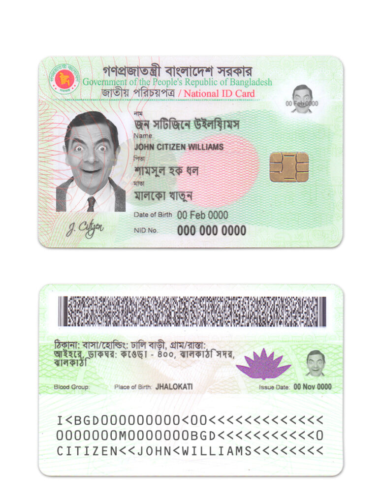 Bangladesh ID template in PSD format, fully editable