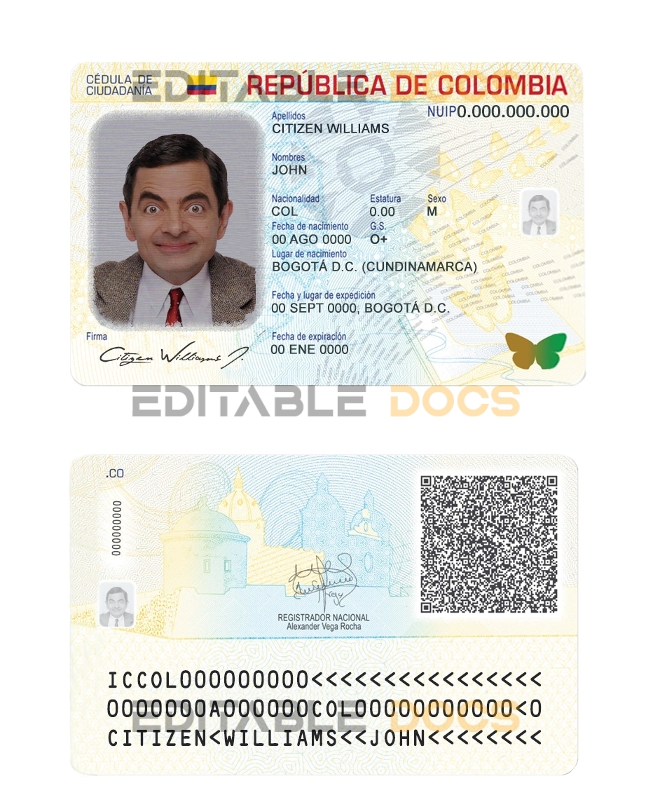 Colombia ID template in PSD format, fully editable (2020 – present)