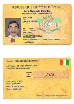 Cote D’Ivoire ID card template in PSD format, fully editable