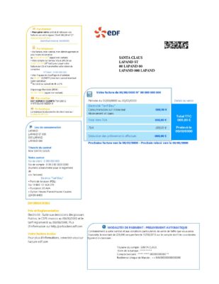 France electricity EDF utility bill template Word and PDF format, good for address prove