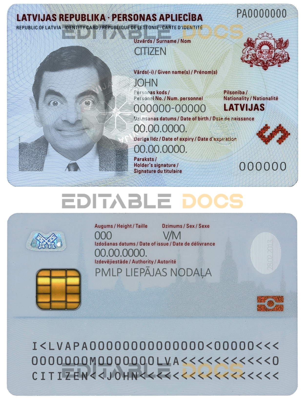 Latvia ID template in PSD format, fully editable