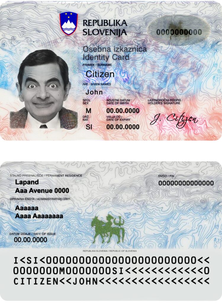 Slovenia ID template in PSD format