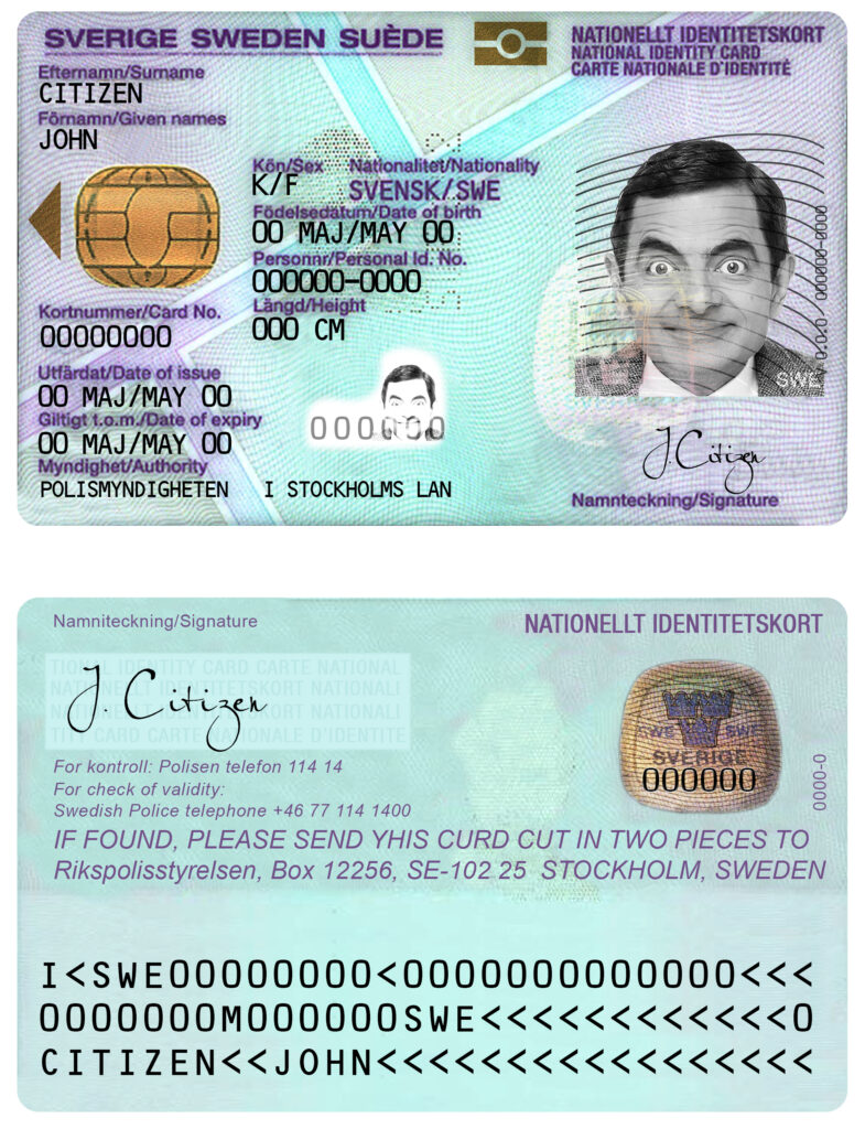 Sweden ID template in PSD format