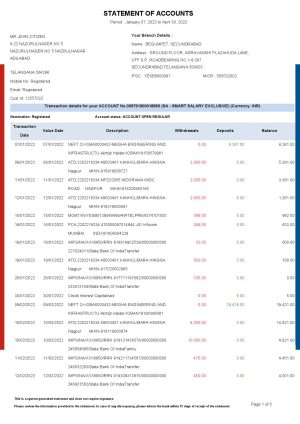 India Editable Docs 12 India HDFC bank statement Word and PDF template, 5 pages 1