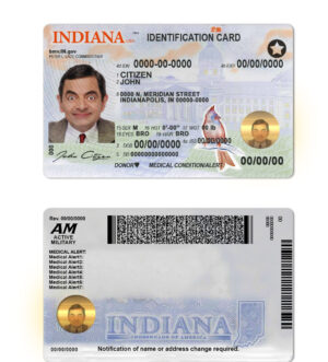 India Editable Docs 5 USA Indiana state ID template in PSD format, fully editable