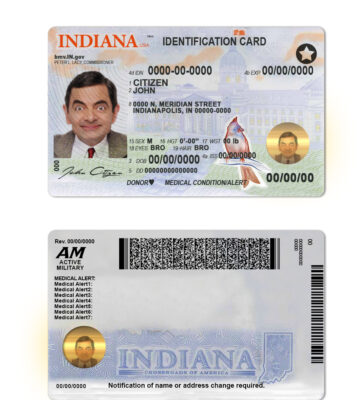 USA Indiana state ID template in PSD format, fully editable