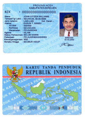 Indonesia ID template in PSD format (2016 – present)