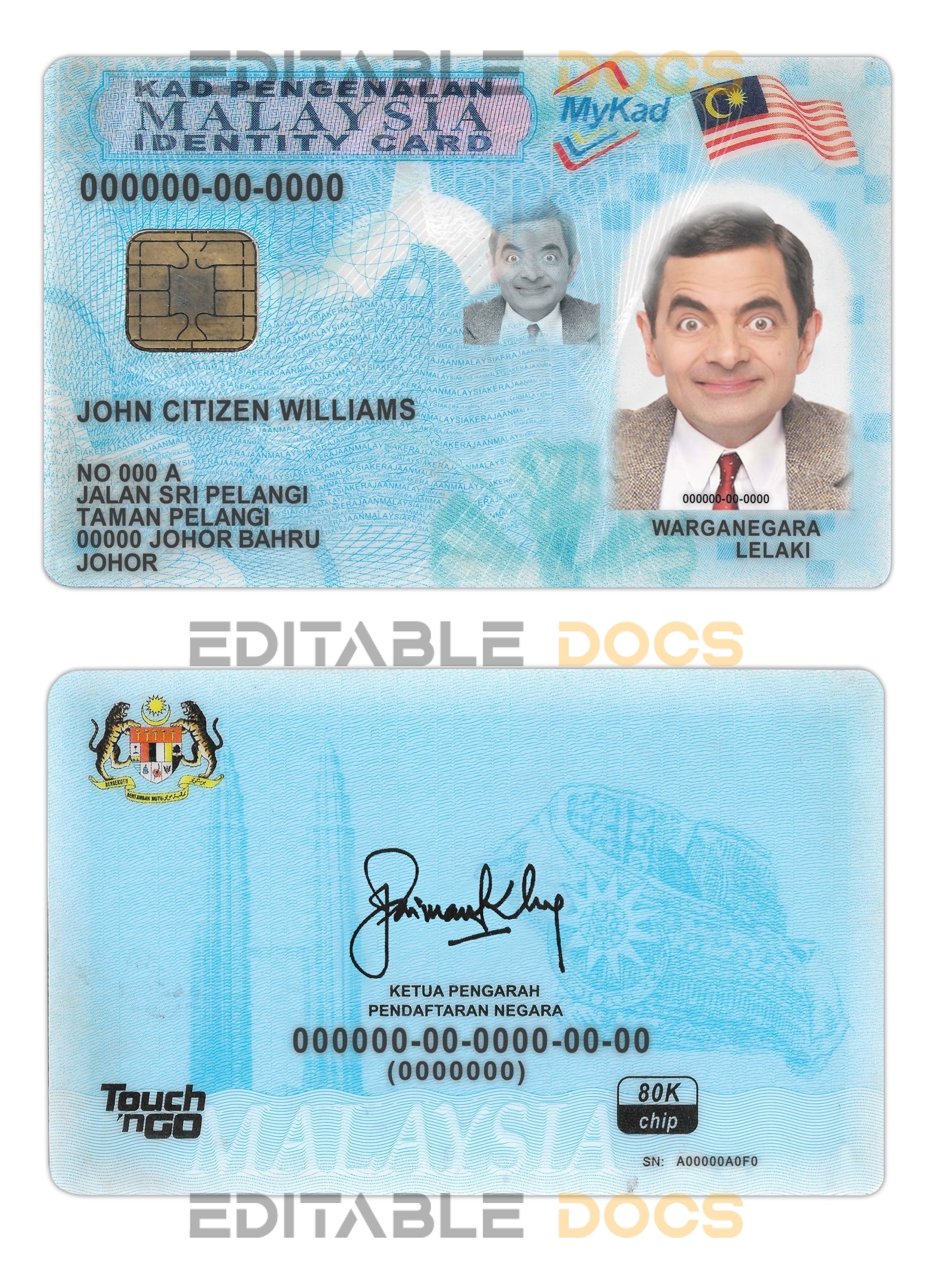 Malaysia ID template in PSD format, fully editable (2012 – present)
