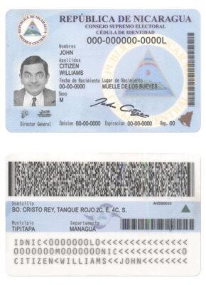 Nicaragua identity card PSD template, with fonts