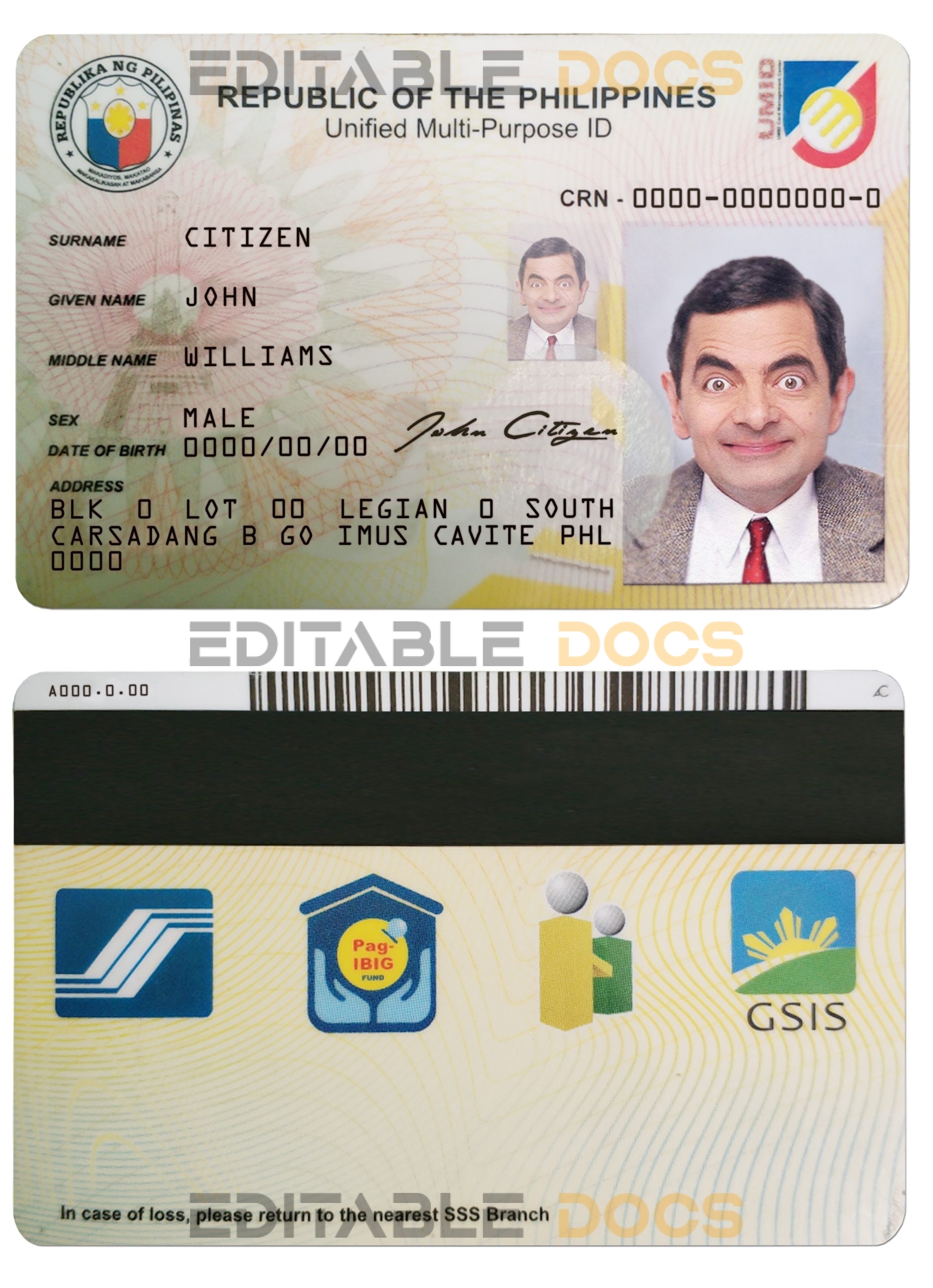 Philippines ID template in PSD format, fully editable