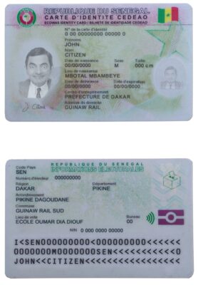 Senegal ID template in PSD format, fully editable