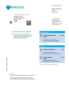 England Editable Templates 8 United Kingdom Barclays bank statement template in .doc and .pdf format, version 2