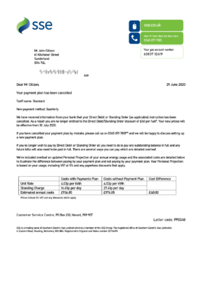 England Editable Templates 3 United Kingdom SSE Energy utility bill template in Word and PDF format, version 1