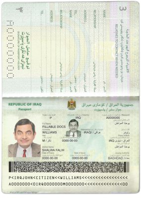 Authentic Iraq PSD Passport Template