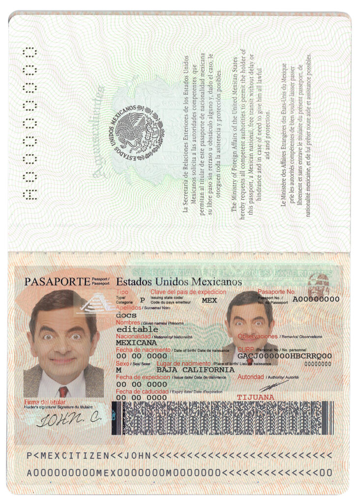 Authentic Mexico PSD Passport Template