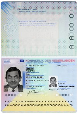 Authentic Netherlands PSD Passport Template (2014 – present)