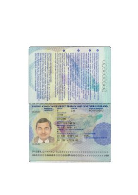 Authentic United Kingdom PSD Passport Template (2006-2010)