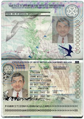 Authentic United Kingdom of Great Britain and Northern Ireland PSD Passport Template (2010-2015)