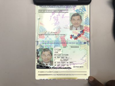 Authentic United Kingdom of Great Britain and Northern Ireland PSD Passport Template (photo look)