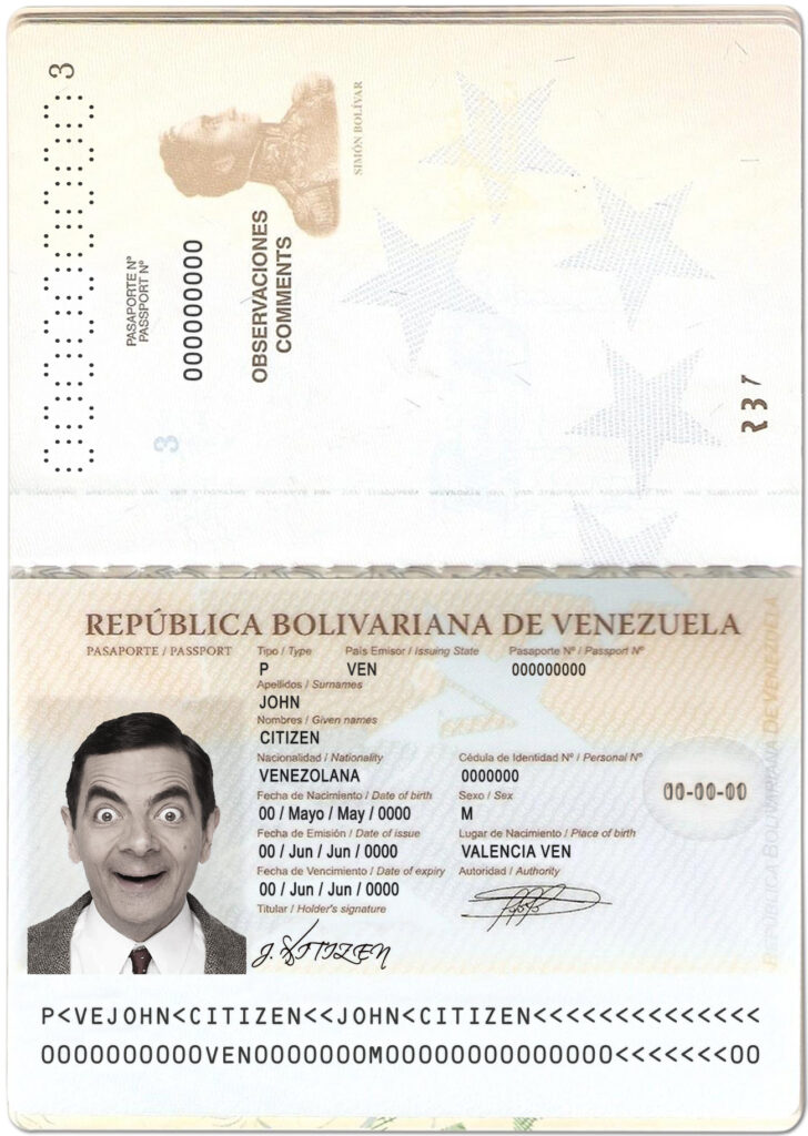 Authentic Venezuela PSD Passport Template