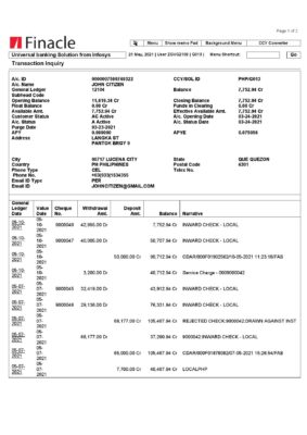 India Editable Docs 7 India Finacle bank statement in Word and PDF format (2 pages)