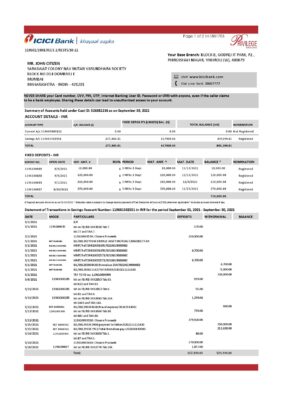 India Editable Docs 10 India ICICI Bank statement template in Excel and PDF format (2 pages)