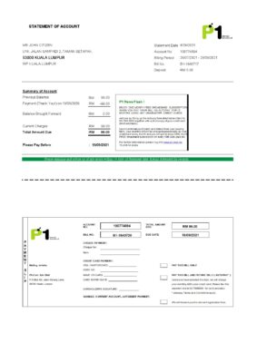 Malaysia Packet 1 Network bank statement template in Excel and PDF format (3 pages)