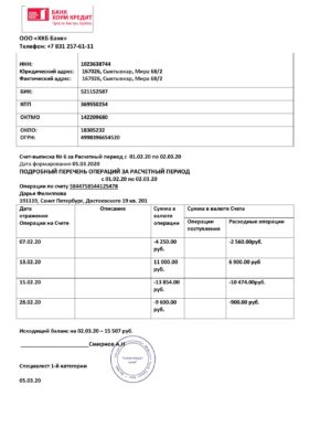 Russia Editable Templates 9 Russia Home Credit bank statement template in Word and PDF format, good for address prove