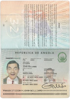 Authentic Angola PSD Passport Template