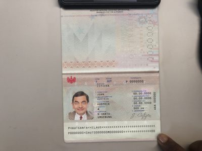Authentic Austria PSD Passport Template (photo look)