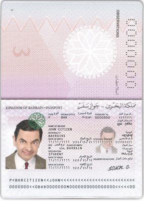 Authentic Bahrain PSD Passport Template