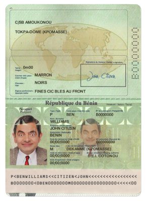 Authentic Benin PSD Passport Template