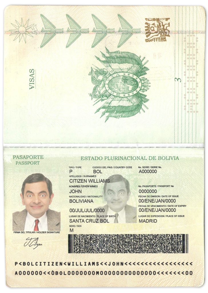 Authentic Bolivia PSD Passport Template