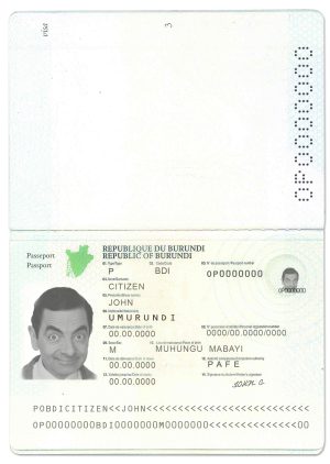 Authentic Burundi PSD Passport Template (2011-2019)