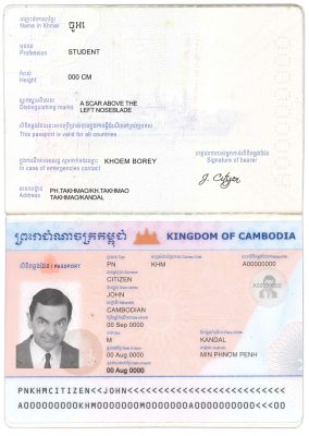 Authentic Cambodia PSD Passport Template