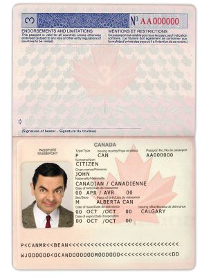 Authentic Canada PSD Passport Template (2002-2010)