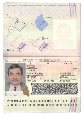 Authentic Costa Rica PSD Passport Template