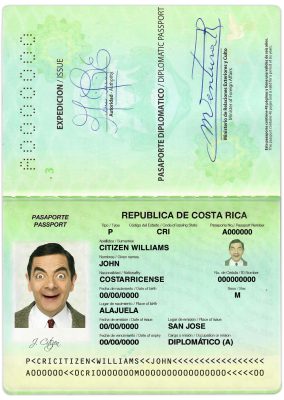 Authentic Costa Rica diplomatic PSD Passport Template